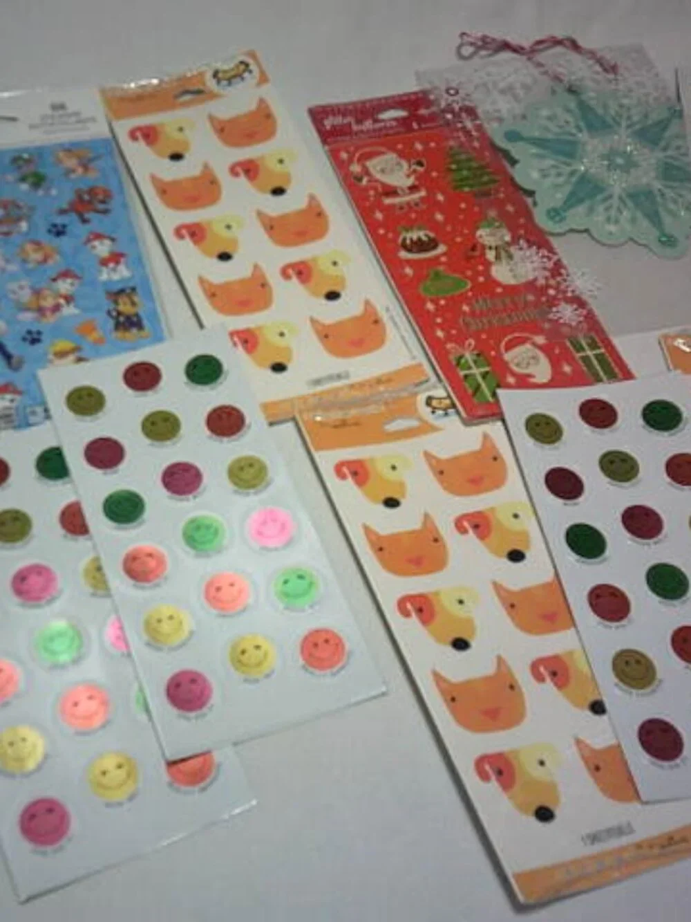 NEW LOT HALLMARK STICKERS & HANGING NORTHPOLE ORNAMENT CARD & PAW PATROL TEACHER